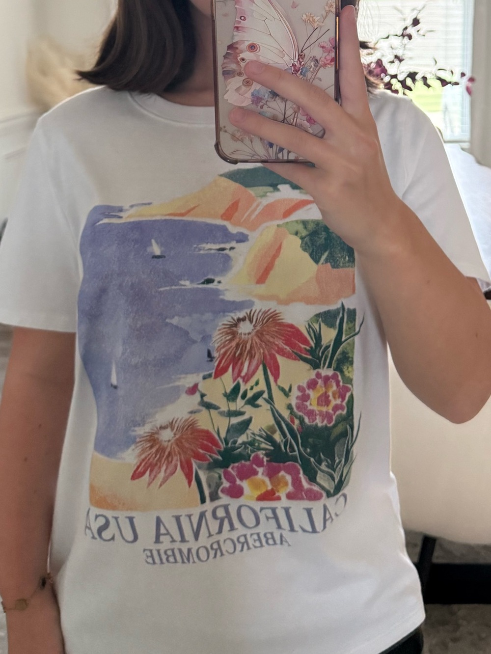 A white graphic tee from Abercrombie kids